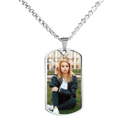 Personalized Stainless Steel Photo Necklace Key Ring with Engraved Text Birthday Anniversary Gift for Women