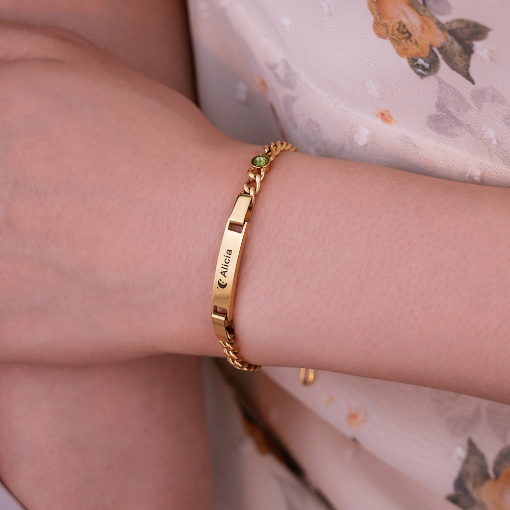 Personalized Dainty  Bracelet with Birthstone Birthday Valentine's Day Anniversary Gift for Girl Kid Women