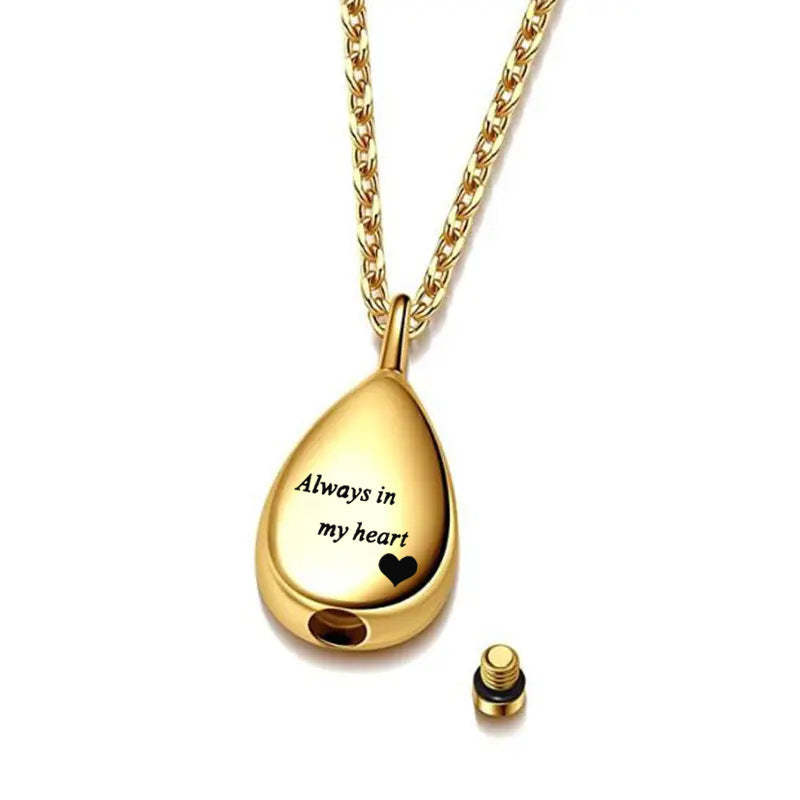 Personalized Pet Portrait Droplet Shaped Cremation Urn Necklace With E