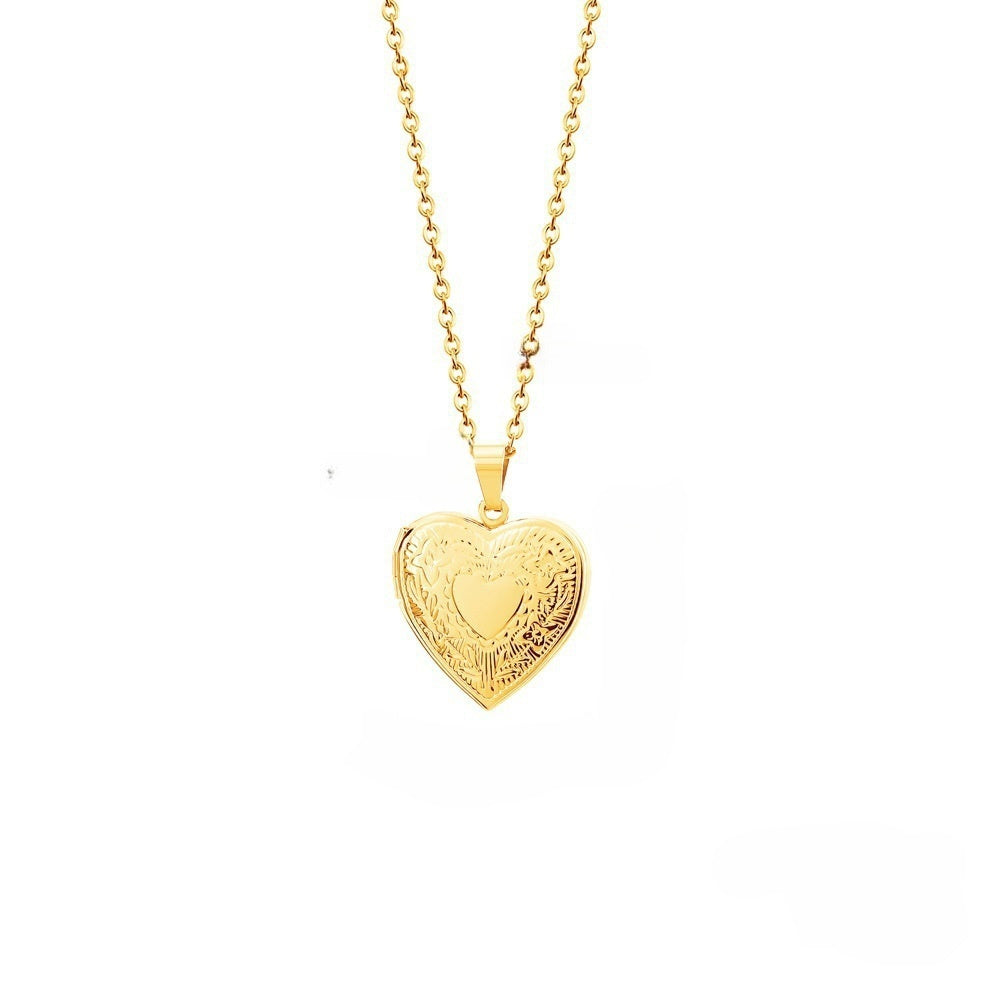 Personalized Dainty Heart Locket Necklace with Photo Valentine's Day M