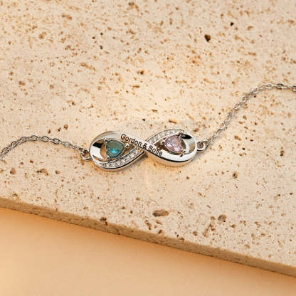  Personalized Birthstone and Name Infinity Adjustable Bracelet Gift for Mother