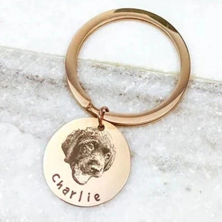 Personalized 1-4 Dog Cat Pet Photo Keyring with Engraved Name Memorial Birthday Gift for Pet Lover