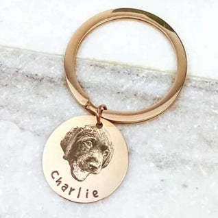 Personalized 1-4 Dog Cat Pet Photo Keyring with Engraved Name Memorial Birthday Gift for Pet Lover