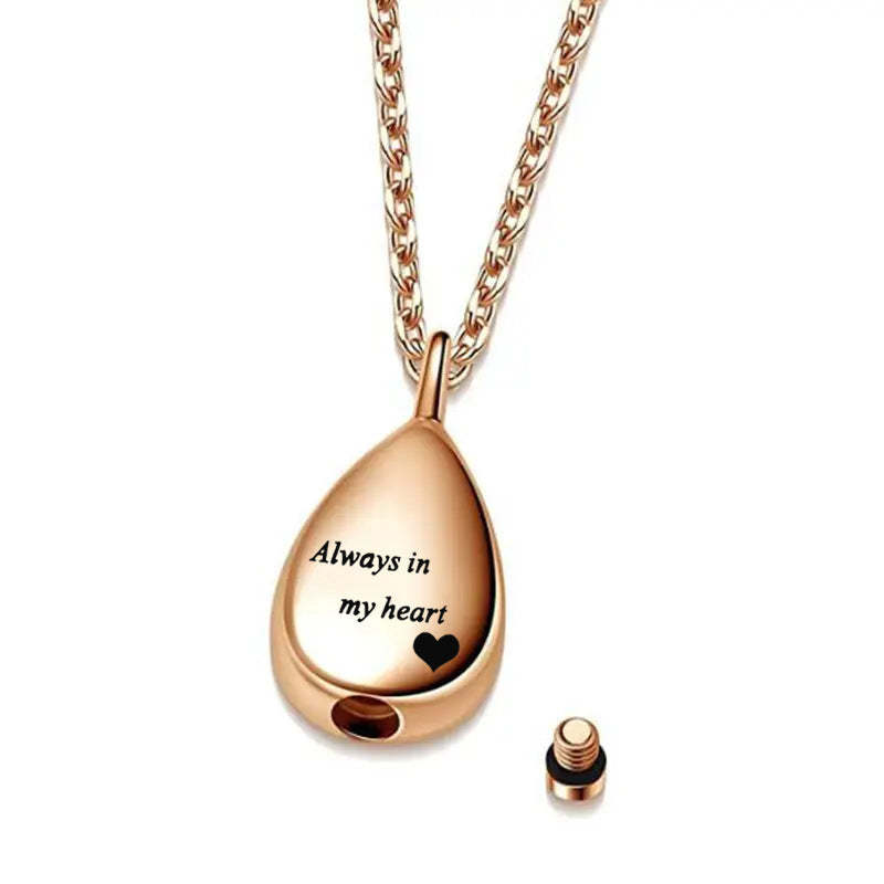 Personalized Pet Portrait Droplet Shaped Cremation Urn Necklace With Engraved Text Cremation Jewelry Memorial Keepsake Gift for Pet Lover