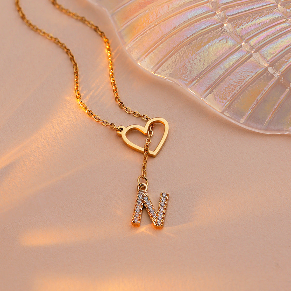 Personalized Minimalist Heart Necklace with Letter Valentine's Day Gift for Her