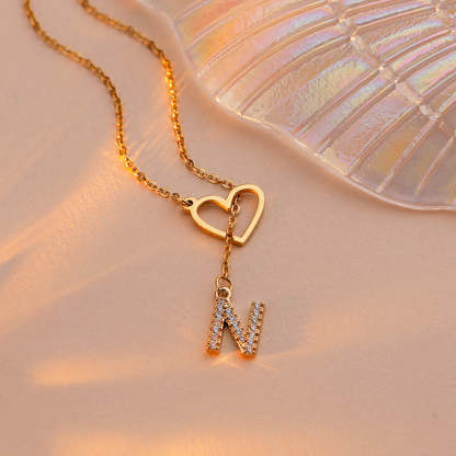 Personalized Minimalist Heart Necklace with Letter Valentine's Day Gift for Her