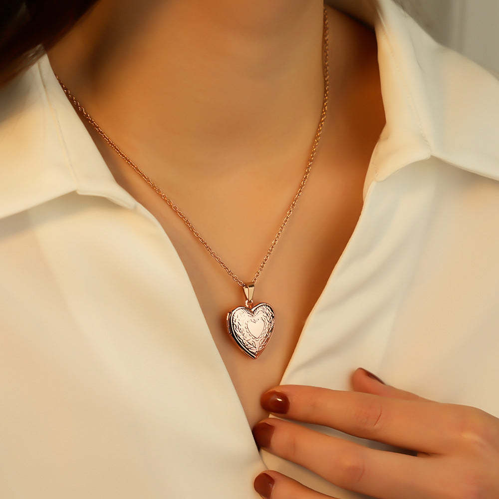 Personalized Dainty Heart Locket Necklace with Photo Valentine's Day Mother's Day Memorial Anniversary Gift For Women