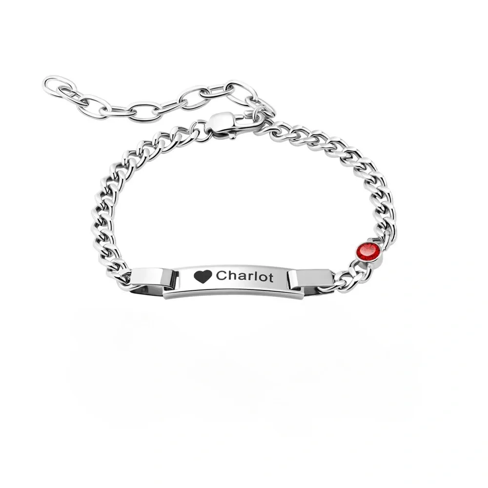 Personalized Dainty Bracelet with Birthstone Birthday Valentine's Day Anniversary Gift for Girl Kid Women