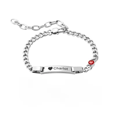 Personalized Dainty  Bracelet with Birthstone Birthday Valentine's Day Anniversary Gift for Girl Kid Women