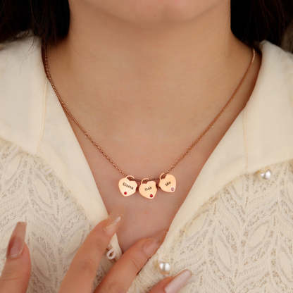 Personalized 1-6 Birthstone Heart Necklace Minimalist Style With Name Birthstone Necklace Jewelry Gift for Mom Women
