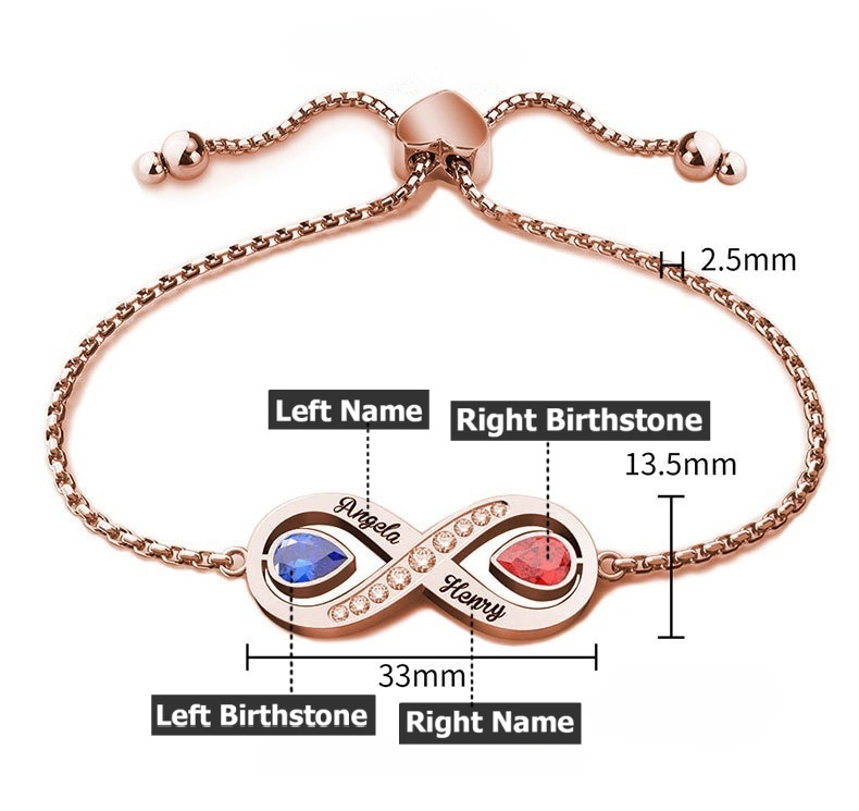 Personalized Birthstone and Name Infinity Bracelet Gift for Mother