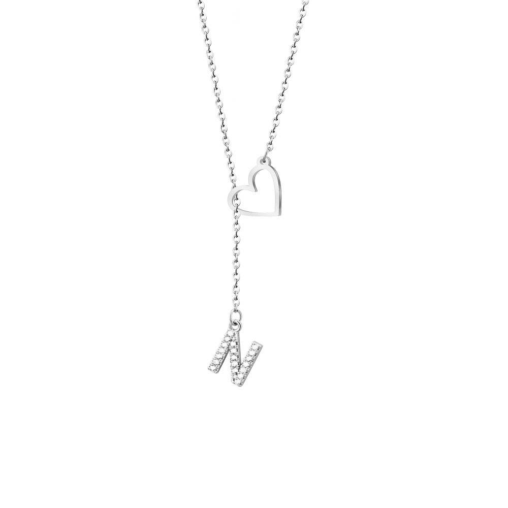 Personalized Minimalist Heart Necklace with Letter Valentine's Day Gift for Her