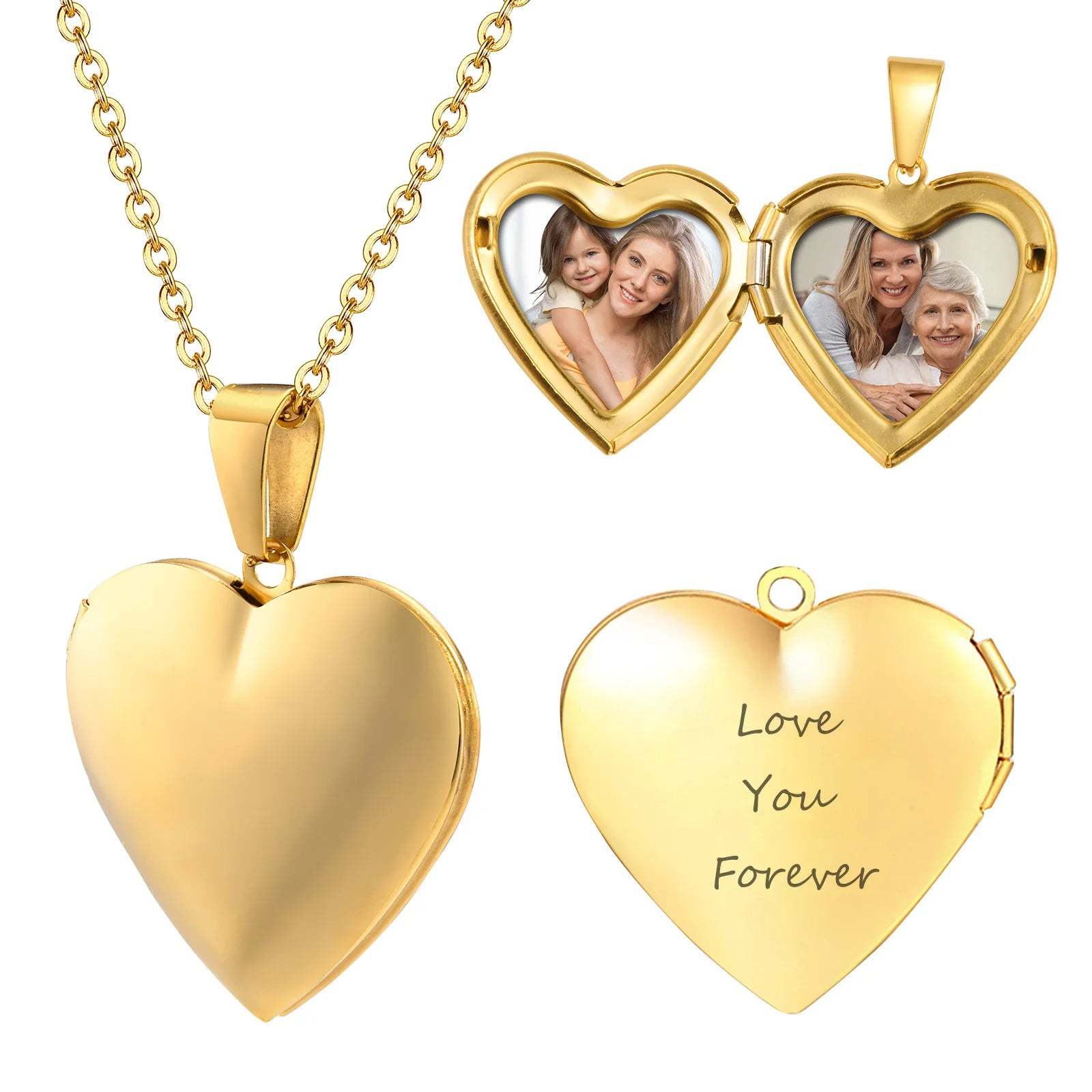 Personalized Heart Photo Necklace Key Ring with Engraved Text Birthday Anniversary Gift for Women