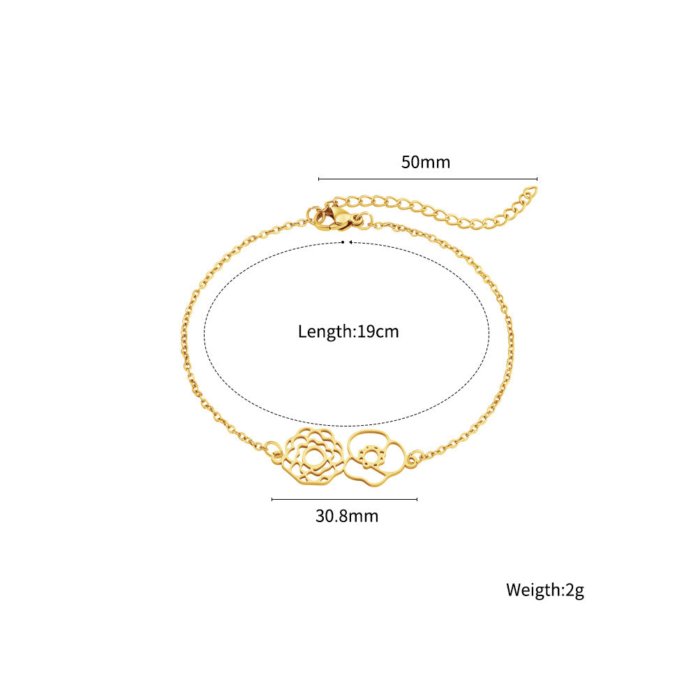 Personalized Minimalist Adjustable 1-8 Birth Flower Bracelet Charm Jewelry Birthday Christmas Gift for Women