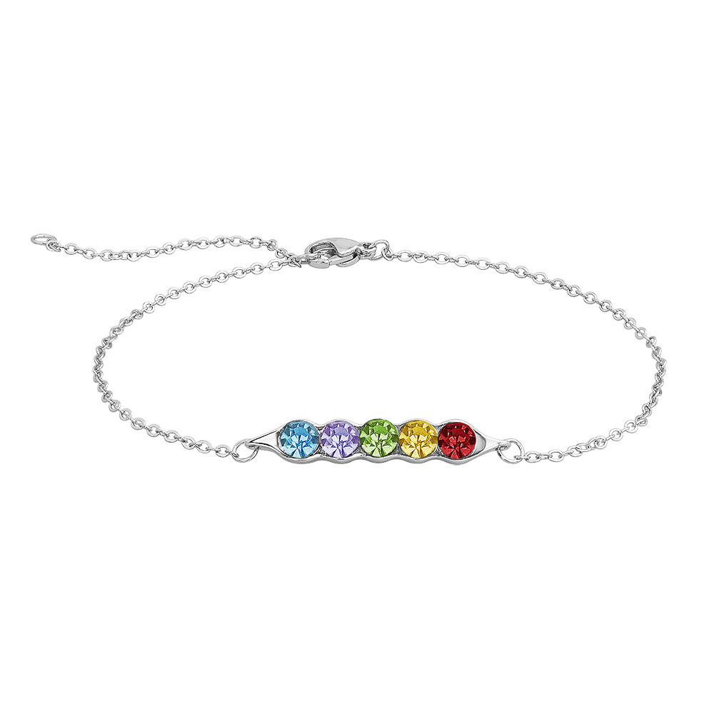 Personalized Peas in a Pod Family Bracelet with 1-5 Birthstones Mother's Day Birthday Gift for Women