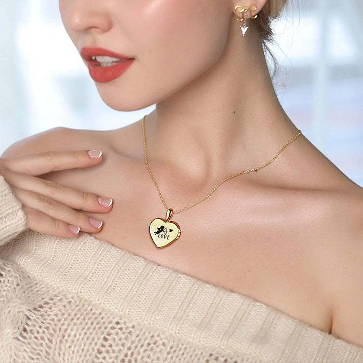 Personalized Heart-shaped Pendant Necklace With Photos Valentine's Day Birthday Gift For Lover