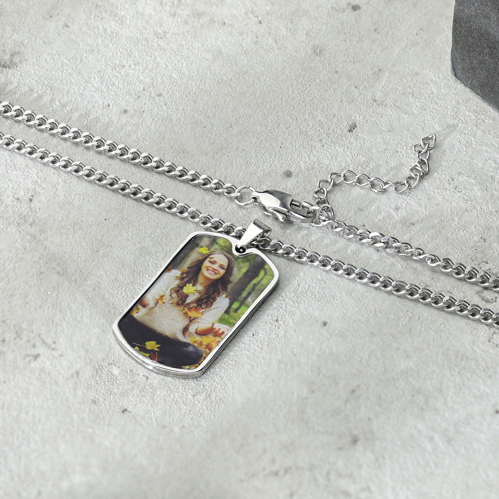 Personalized Stainless Steel Photo Necklace Key Ring with Engraved Text Birthday Anniversary Gift for Women
