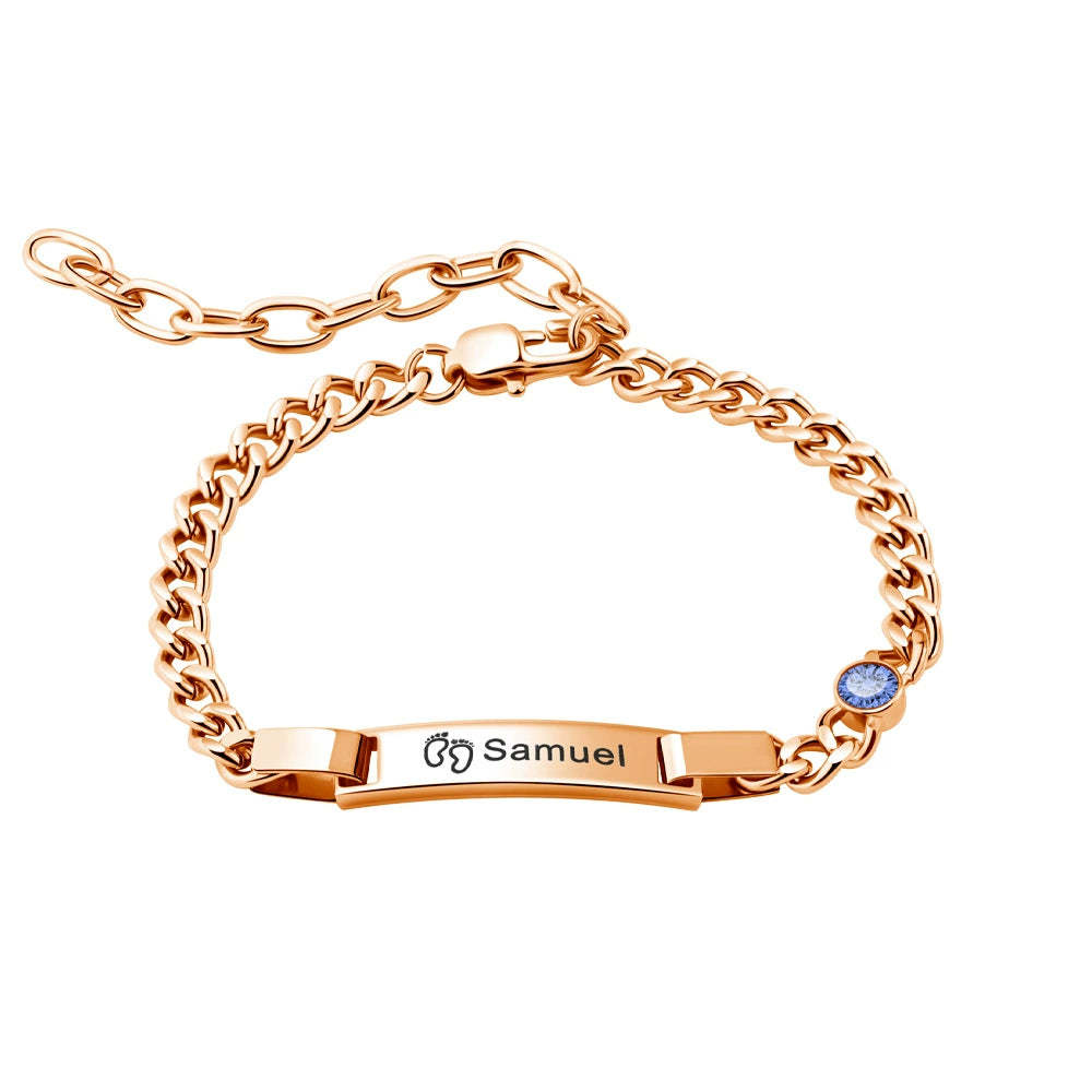 Personalized Dainty Bracelet with Birthstone Birthday Valentine's Day Anniversary Gift for Girl Kid Women