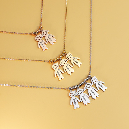 Personalized 1-8 Kids with Birthstone Name Necklace Mother's Day Thanksgiving Day Jewelry Gift for Mother Grandma
