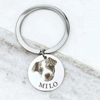 Personalized 1-4 Dog Cat Pet Photo Keyring with Engraved Name Memorial Birthday Gift for Pet Lover