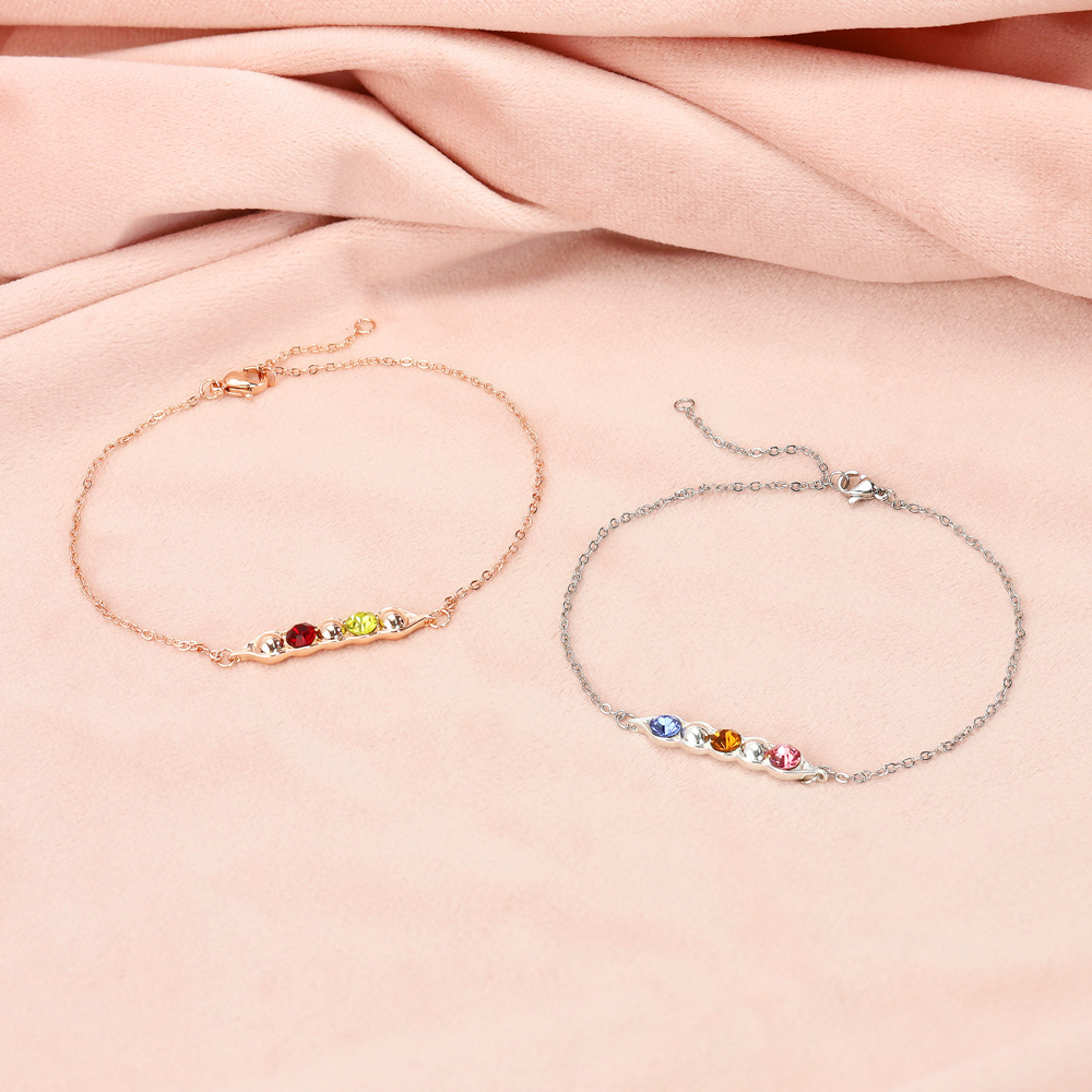 Personalized Peas in a Pod Family Bracelet with 1-5 Birthstones Mother's Day Birthday Gift for Women