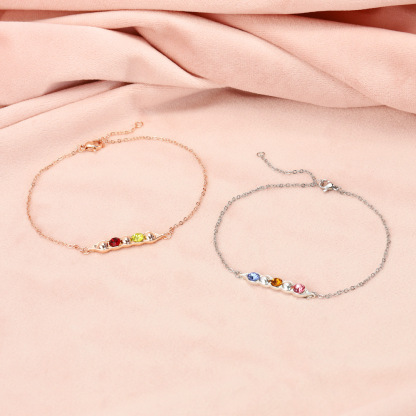 Personalized Peas in a Pod Family Bracelet with 1-5 Birthstones Mother's Day  Birthday Gift for Women
