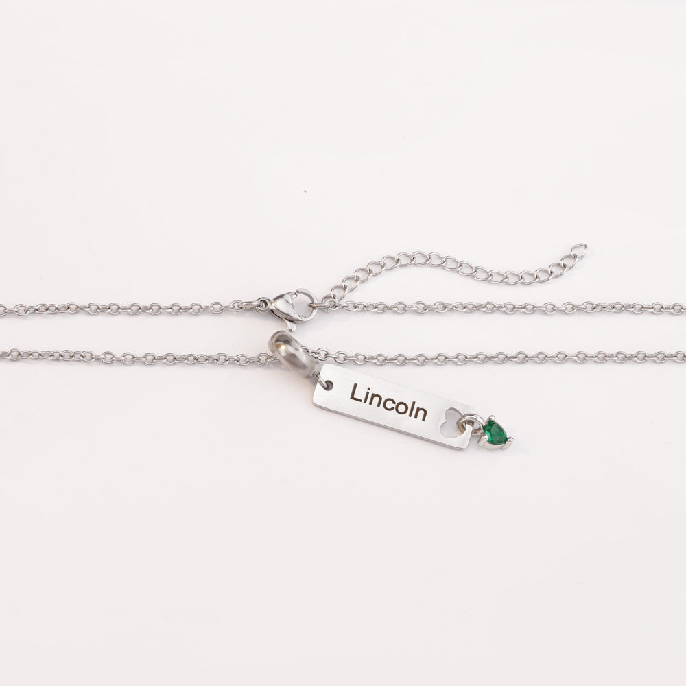Personalized Minimalist Name Necklace with Heart Birthstone Birthday Anniversary Gift for Her