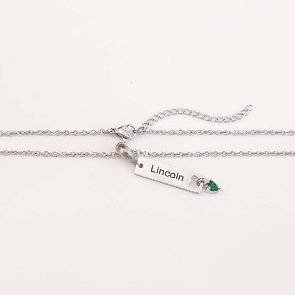 Personalized Minimalist Name Necklace with Heart Birthstone Birthday Anniversary Gift for Her
