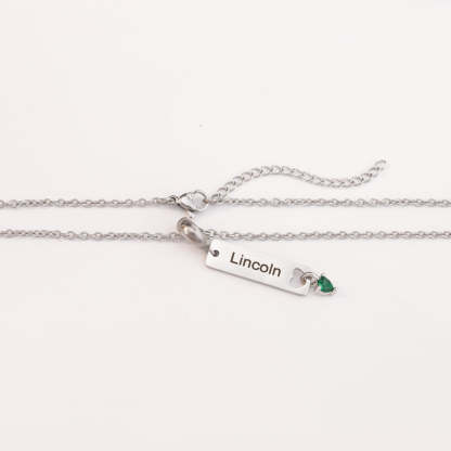 Personalized Minimalist Name Necklace with Heart Birthstone Birthday Anniversary Gift for Her