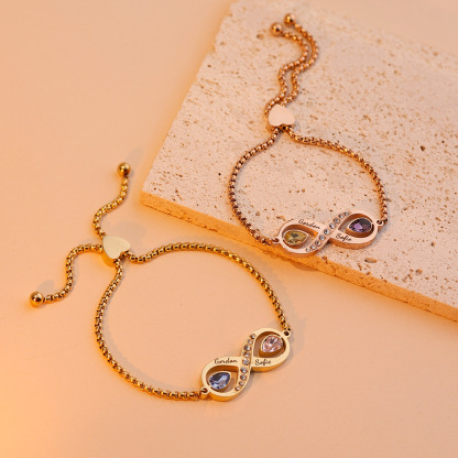 Personalized Birthstone and Name Infinity Bracelet Gift for Mother