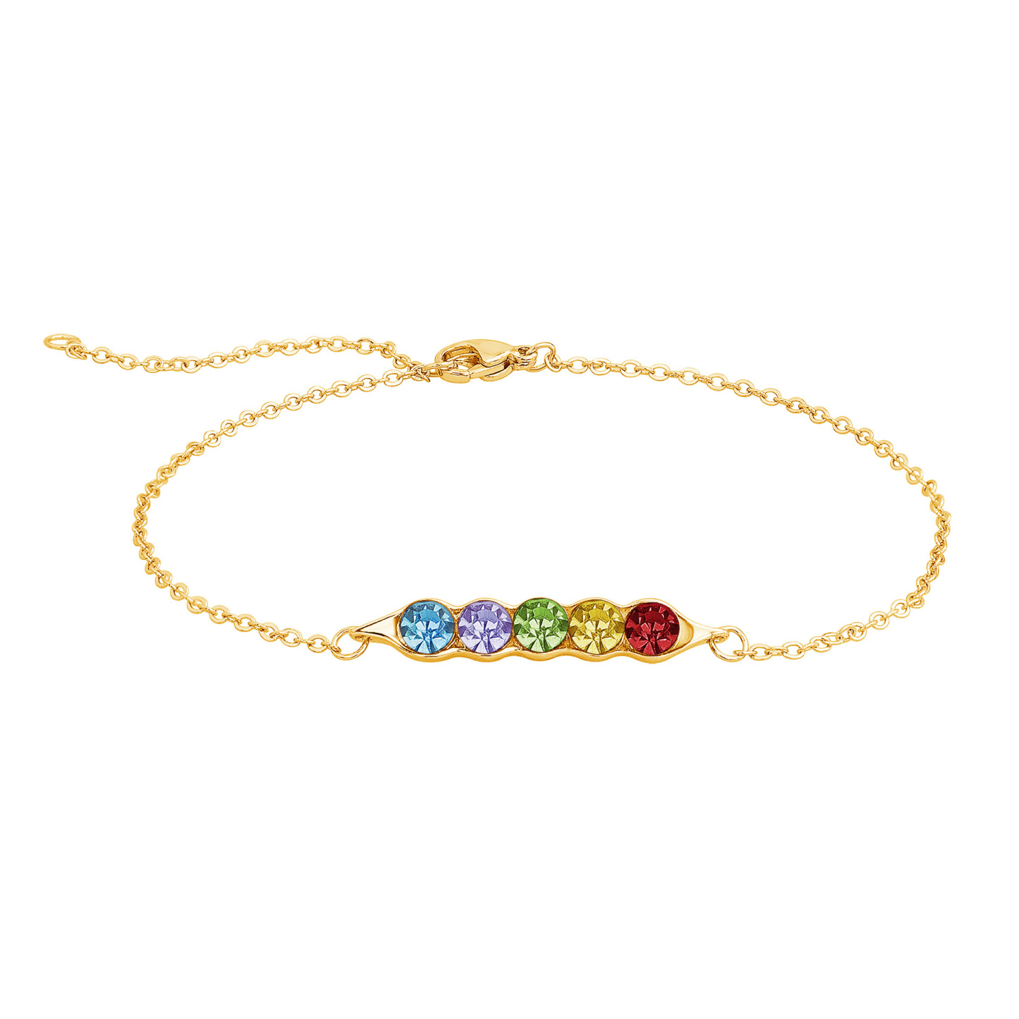 Personalized Peas in a Pod Family Bracelet with 1-5 Birthstones Mother's Day Birthday Gift for Women