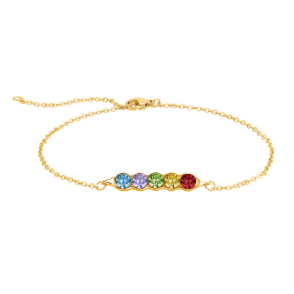 Personalized Peas in a Pod Family Bracelet with 1-5 Birthstones Mother's Day  Birthday Gift for Women