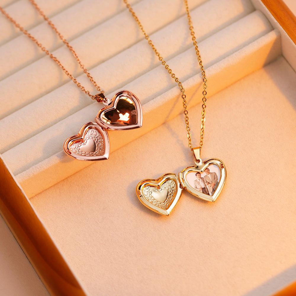 Personalized Dainty  Heart Locket Necklace  with Photo Valentine's Day Mother's Day Memorial Anniversary Gift For Women