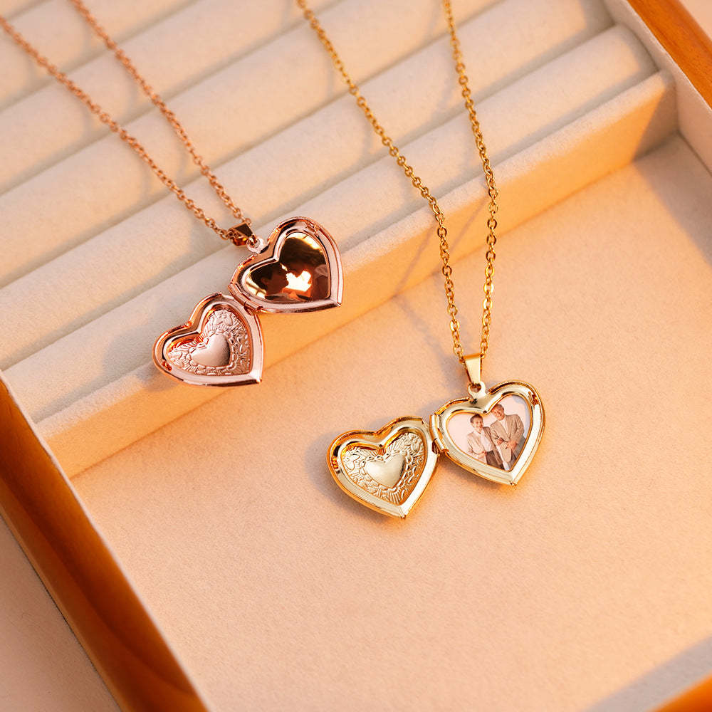 Personalized Dainty Heart Locket Necklace with Photo Valentine's Day Mother's Day Memorial Anniversary Gift For Women