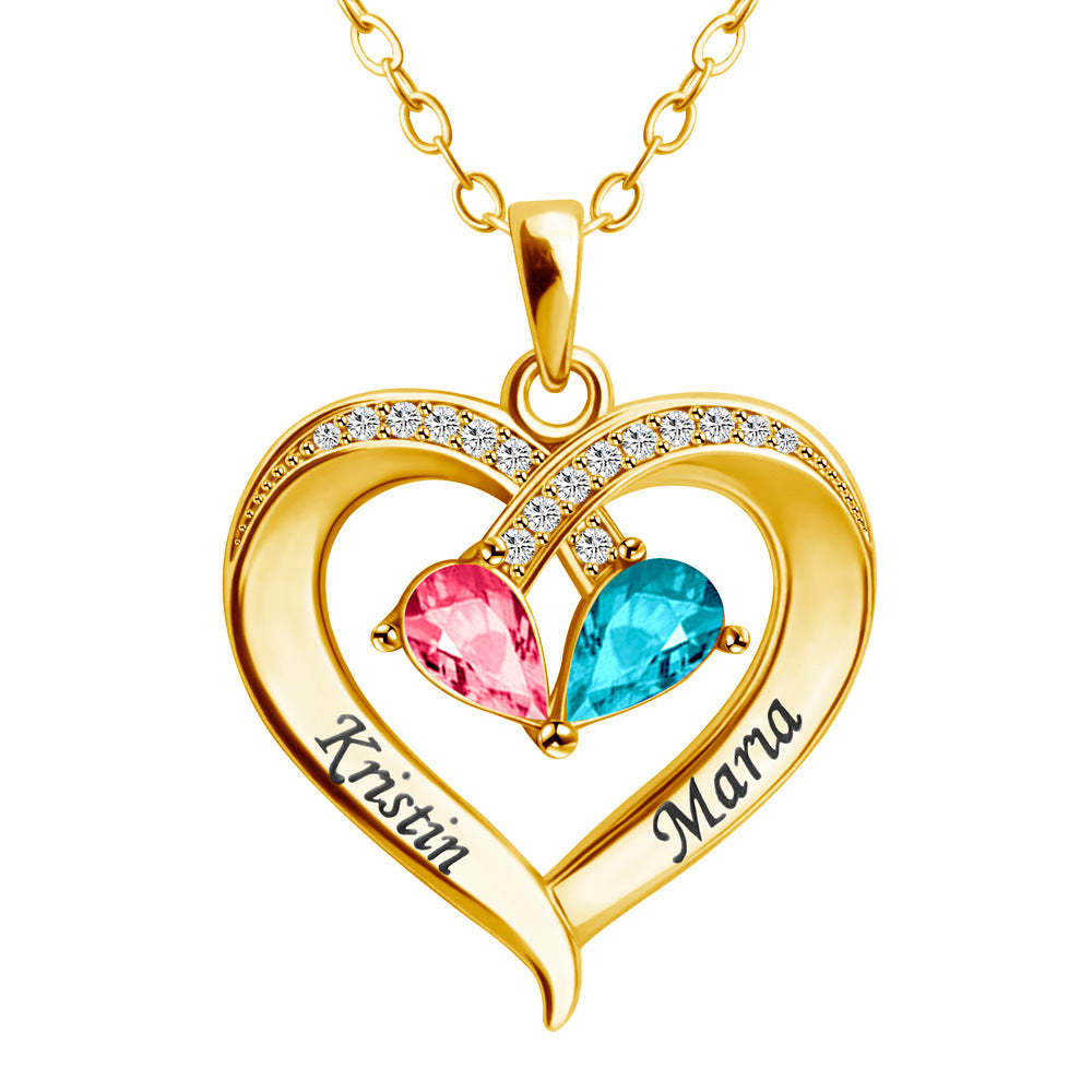 Personalized Forever Together Heart Pendant Necklace with Double Birth