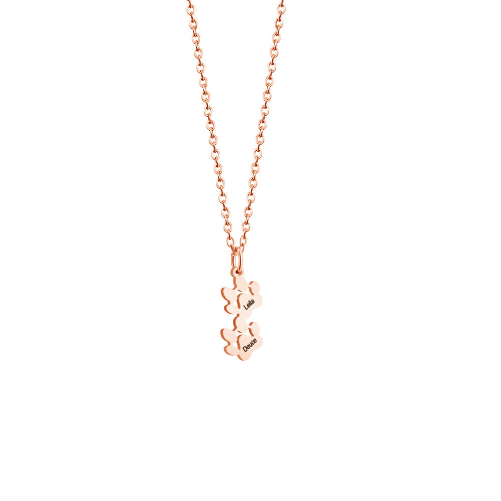 Personalized 1-5 Paws Necklace with Engraved Names Birthday Memorial Gift for Dog Cat Lover