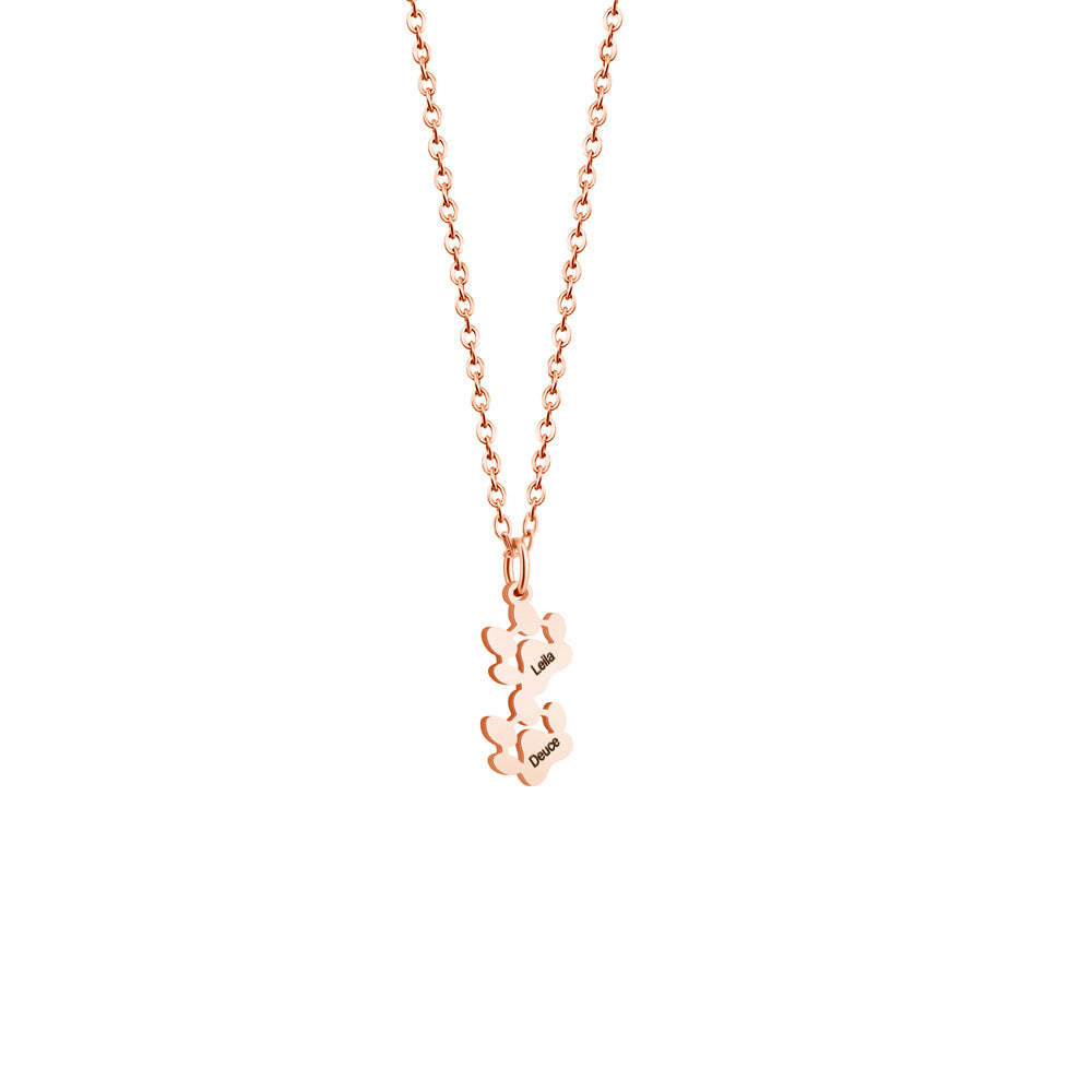 Personalized 1-5 Paws Necklace with Engraved Names Birthday Memorial Gift for Dog Cat Lover