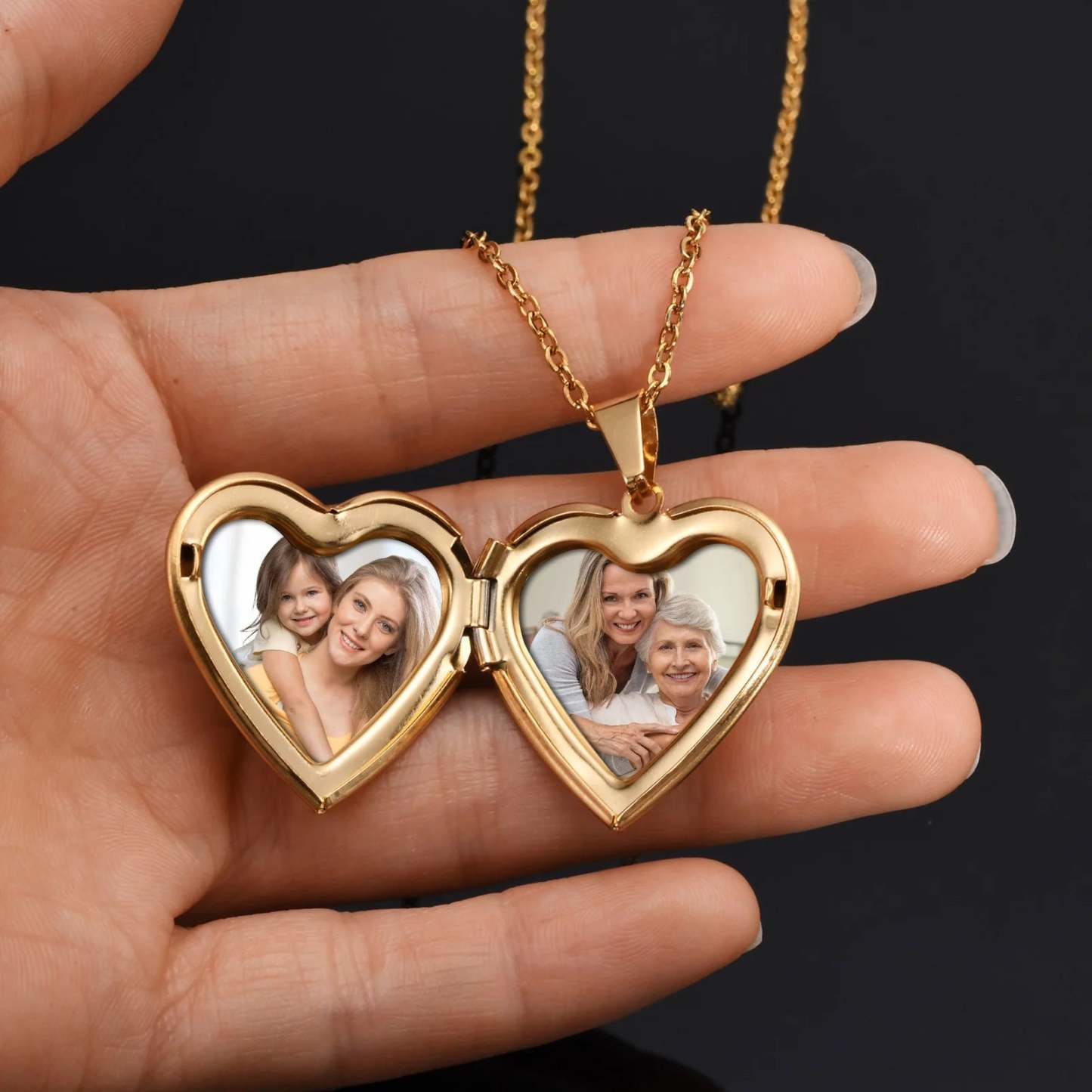 Personalized Heart Photo Necklace Key Ring with Engraved Text Birthday Anniversary Gift for Women