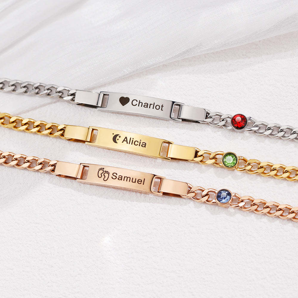 Personalized Dainty Bracelet with Birthstone Birthday Valentine's Day Anniversary Gift for Girl Kid Women