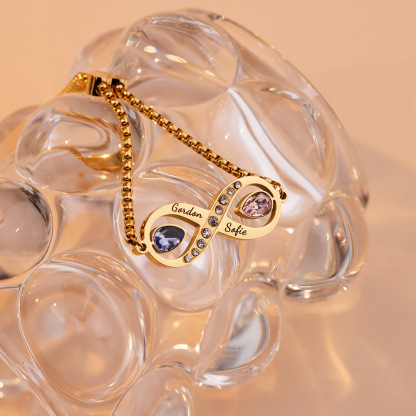 Personalized Birthstone and Name Infinity Bracelet Gift for Mother