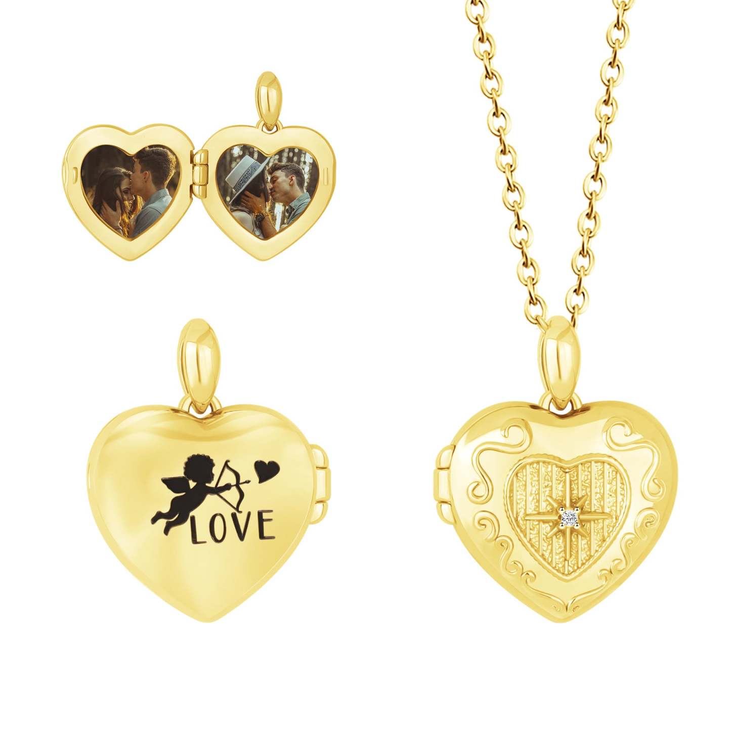 Personalized Heart-shaped Pendant Necklace With Photos Valentine's Day