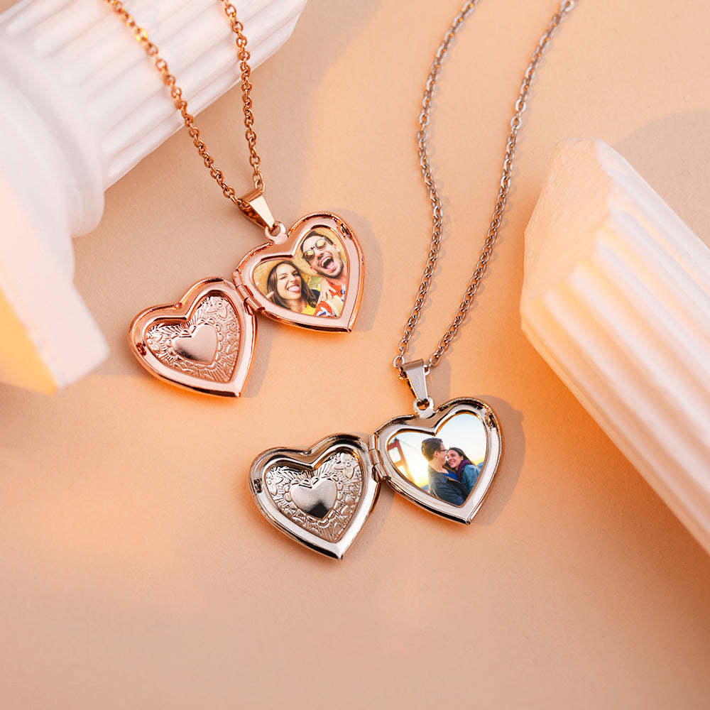 Personalized Dainty Heart Locket Necklace with Photo Valentine's Day Mother's Day Memorial Anniversary Gift For Women