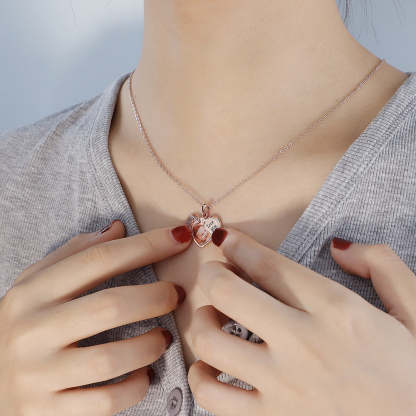 Personalized Dainty Hollow "love you" Heart Locket Photo Necklace Valentine's Day Mother's Day Memorial Anniversary Gift For Women