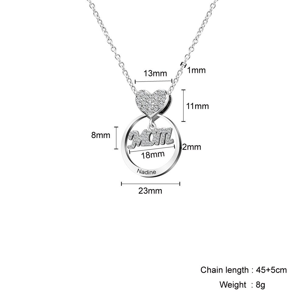 Personalized Heart Round Circle Hoop Necklace with 1-10 Names Mother's Day Birthday Gift for Woman