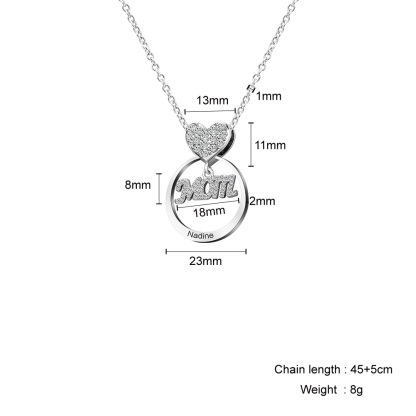 Personalized Heart Round Circle Hoop Necklace with 1-10 Names Mother's Day Birthday Gift for Woman