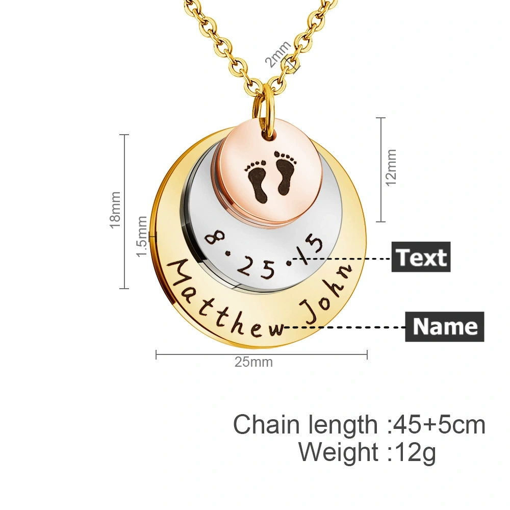 Custom Baby Feet Name Necklace Mother's Day Thanksgiving Day Jewelry Gift for Mother