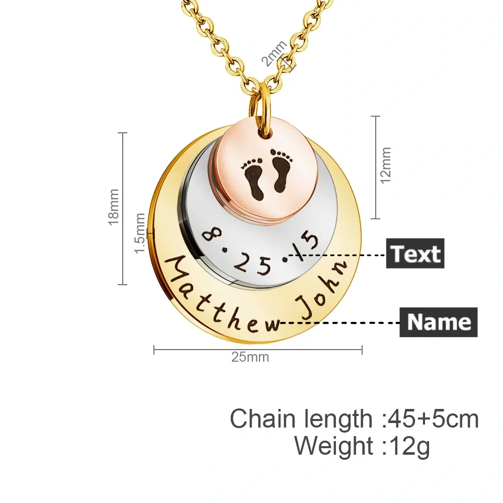 Custom Baby Feet Name Necklace Mother's Day Thanksgiving Day Jewelry Gift for Mother
