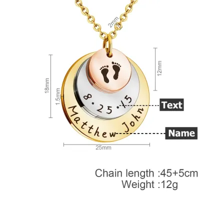 Custom Baby Feet Name Necklace Mother's Day Thanksgiving Day Jewelry Gift for Mother