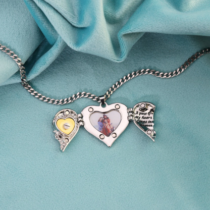 Personalized Picture Locket Angel Wings Heart Necklace