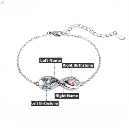 Personalized Birthstone and Name Infinity Adjustable Bracelet Gift for Mother